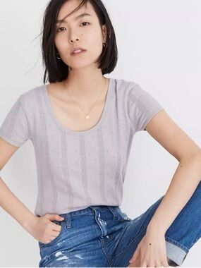 Madewell XL pointelle ribbed tee violet dusk stretch fit shirt